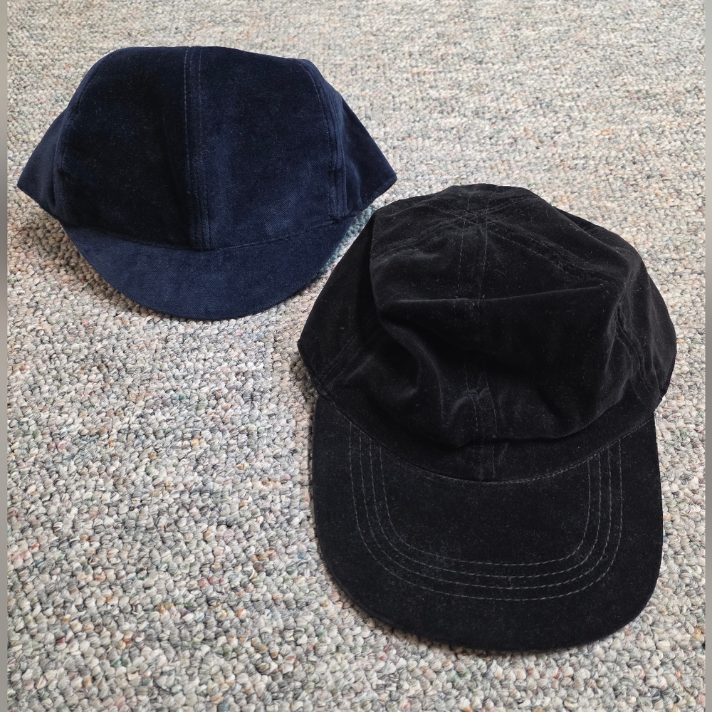 Macy's Pair of Black & Navy Velvet Caps